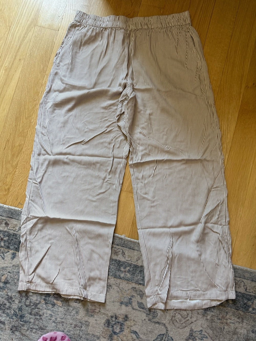 Tan and White striped flowy pants